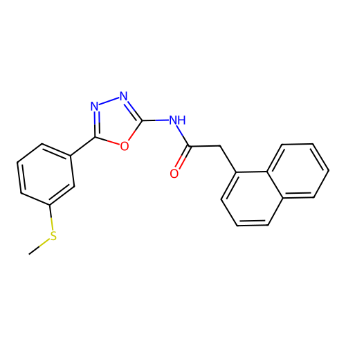 N-[5-(3-methylsulfanylphenyl)-1,3,4-oxadiazol-2-yl]-2-naphthalen-1-ylacetamide structure