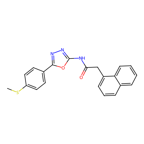N-[5-(4-methylsulfanylphenyl)-1,3,4-oxadiazol-2-yl]-2-naphthalen-1-ylacetamide structure