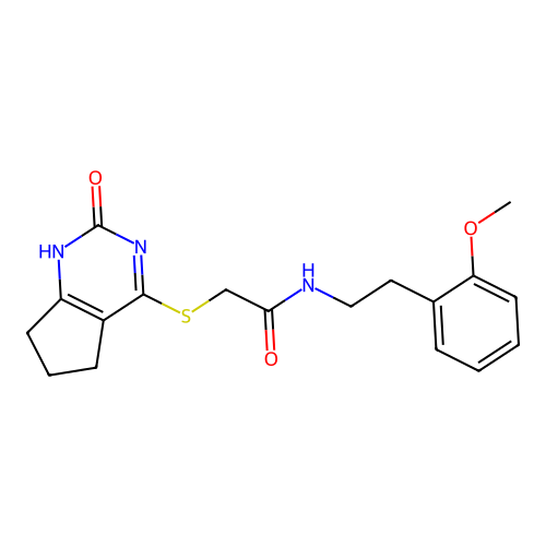 N-(2-methoxyphenethyl)-2-((2-oxo-2,5,6,7-tetrahydro-1H-cyclopenta[d]pyrimidin-4-yl)thio)acetamide structure