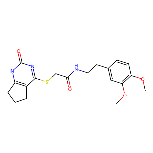 N-(3,4-dimethoxyphenethyl)-2-((2-oxo-2,5,6,7-tetrahydro-1H-cyclopenta[d]pyrimidin-4-yl)thio)acetamide structure