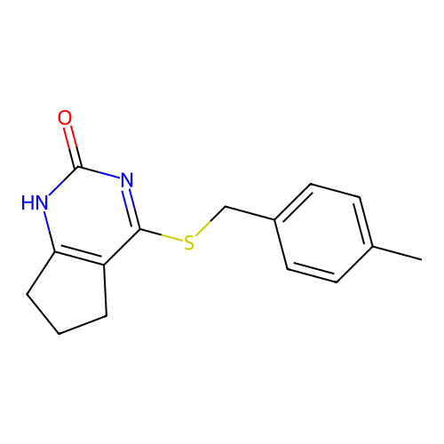 4-((4-methylbenzyl)thio)-6,7-dihydro-1H-cyclopenta[d]pyrimidin-2(5H)-one structure