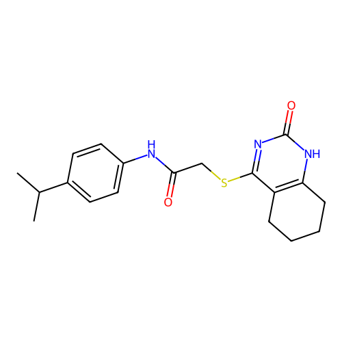 2-[(2-oxo-5,6,7,8-tetrahydro-1H-quinazolin-4-yl)sulfanyl]-N-(4-propan-2-ylphenyl)acetamide structure