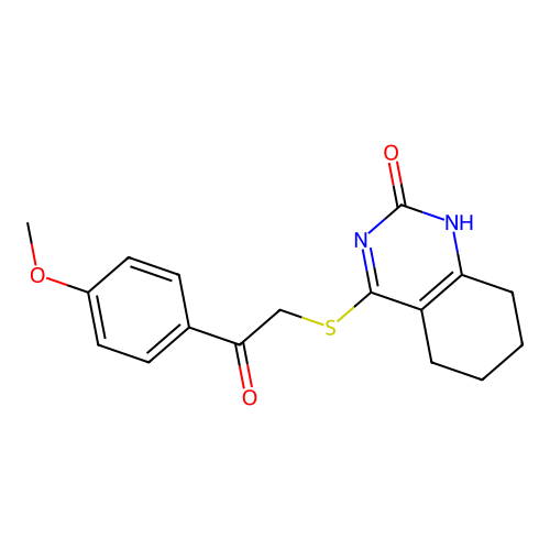 4-((2-(4-methoxyphenyl)-2-oxoethyl)thio)-5,6,7,8-tetrahydroquinazolin-2(1H)-one structure