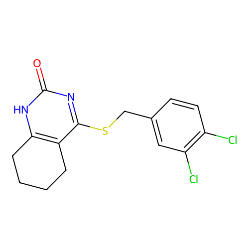 4-((3,4-dichlorobenzyl)thio)-5,6,7,8-tetrahydroquinazolin-2(1H)-one structure