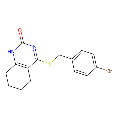 4-((4-bromobenzyl)thio)-5,6,7,8-tetrahydroquinazolin-2(1H)-one structure