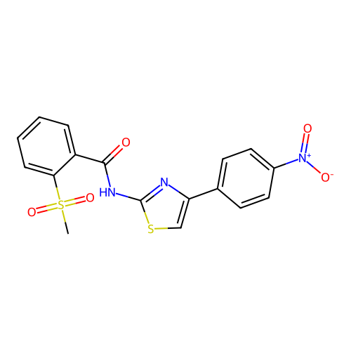 2-(methylsulfonyl)-N-(4-(4-nitrophenyl)thiazol-2-yl)benzamide structure