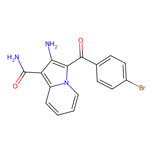 2-Amino-3-(4-bromobenzoyl)indolizine-1-carboxamide structure