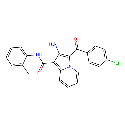 2-amino-3-(4-chlorobenzoyl)-N-(2-methylphenyl)indolizine-1-carboxamide structure
