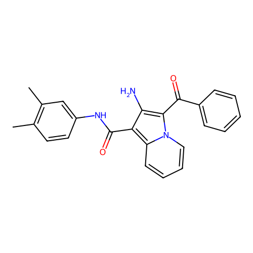 2-amino-3-benzoyl-N-(3,4-dimethylphenyl)indolizine-1-carboxamide structure