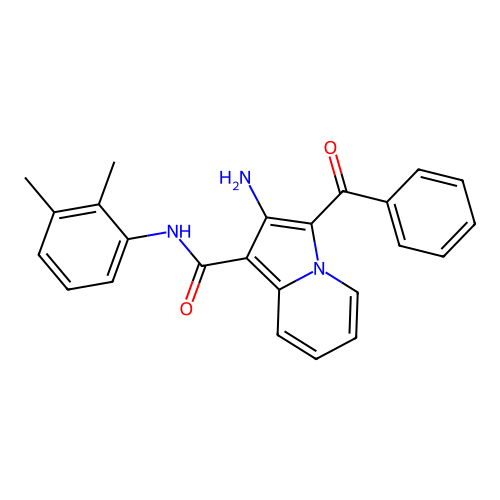 2-amino-3-benzoyl-N-(2,3-dimethylphenyl)indolizine-1-carboxamide structure
