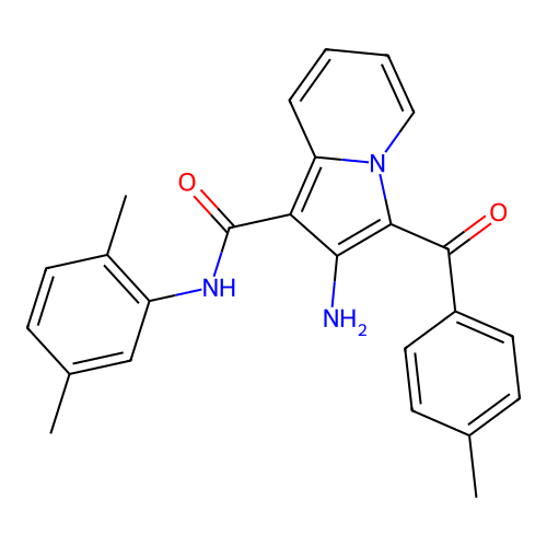 2-amino-N-(2,5-dimethylphenyl)-3-(4-methylbenzoyl)indolizine-1-carboxamide structure