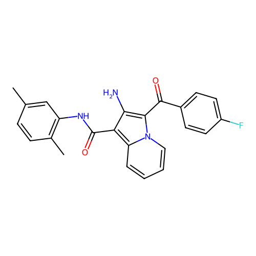 2-amino-N-(2,5-dimethylphenyl)-3-(4-fluorobenzoyl)indolizine-1-carboxamide structure