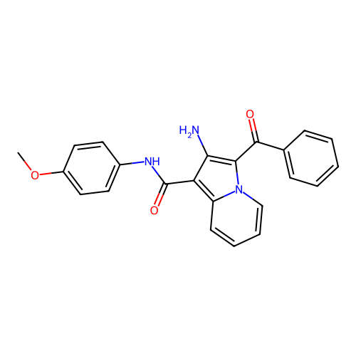 2-amino-3-benzoyl-N-(4-methoxyphenyl)indolizine-1-carboxamide structure