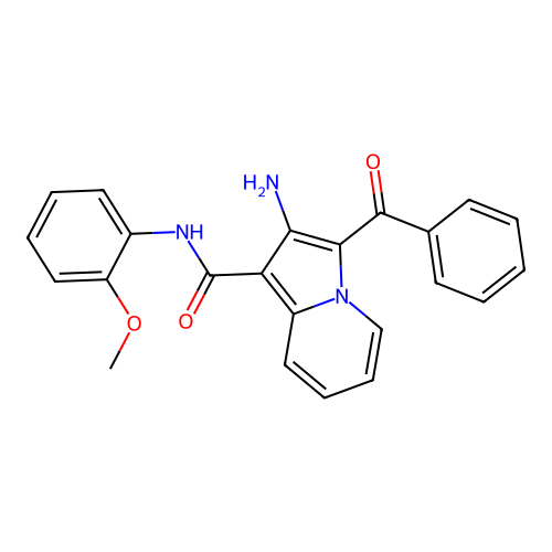 2-amino-3-benzoyl-N-(2-methoxyphenyl)indolizine-1-carboxamide structure