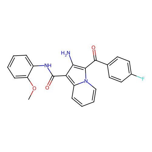 2-amino-3-(4-fluorobenzoyl)-N-(2-methoxyphenyl)indolizine-1-carboxamide structure