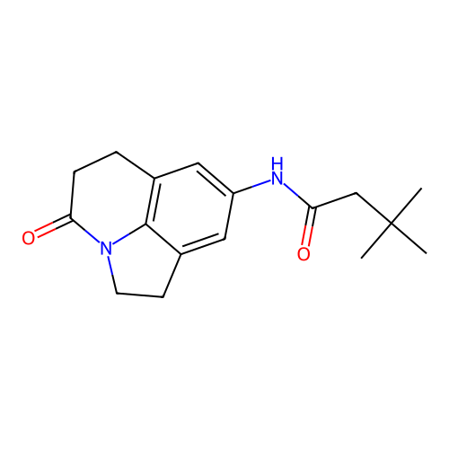 3,3-dimethyl-N-(4-oxo-2,4,5,6-tetrahydro-1H-pyrrolo[3,2,1-ij]quinolin-8-yl)butanamide structure
