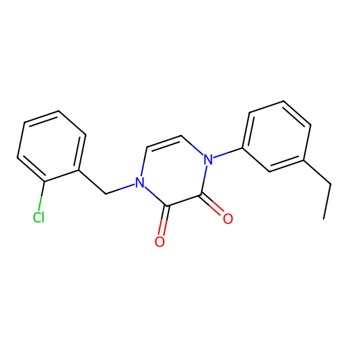 1-[(2-Chlorophenyl)methyl]-4-(3-ethylphenyl)pyrazine-2,3-dione structure