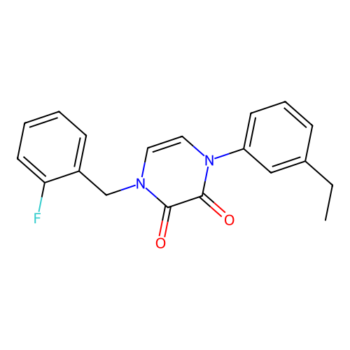 1-(3-Ethylphenyl)-4-[(2-fluorophenyl)methyl]pyrazine-2,3-dione structure