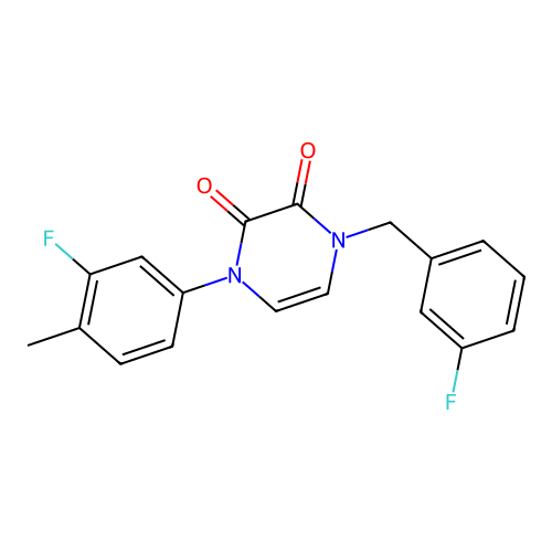 1-(3-Fluoro-4-methylphenyl)-4-[(3-fluorophenyl)methyl]pyrazine-2,3-dione structure