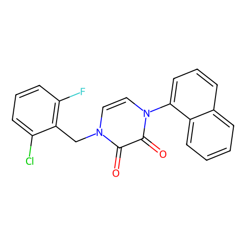 1-[(2-Chloro-6-fluorophenyl)methyl]-4-naphthalen-1-ylpyrazine-2,3-dione structure