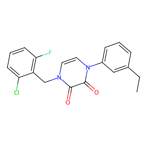 1-[(2-Chloro-6-fluorophenyl)methyl]-4-(3-ethylphenyl)pyrazine-2,3-dione structure