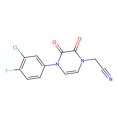 2-[4-(3-Chloro-4-fluorophenyl)-2,3-dioxopyrazin-1-yl]acetonitrile structure