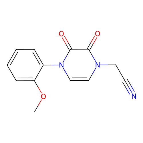 2-(4-(2-methoxyphenyl)-2,3-dioxo-3,4-dihydropyrazin-1(2H)-yl)acetonitrile structure