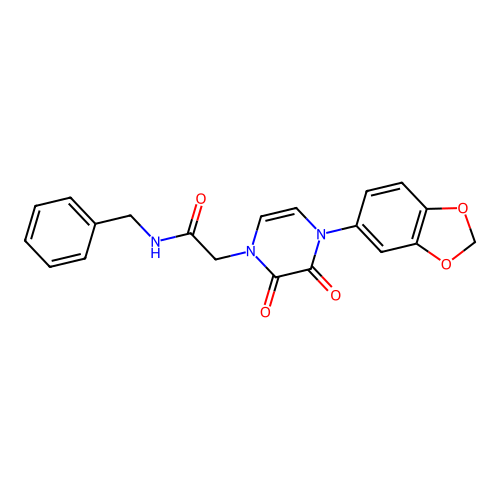 2-[4-(1,3-benzodioxol-5-yl)-2,3-dioxopyrazin-1-yl]-N-benzylacetamide structure