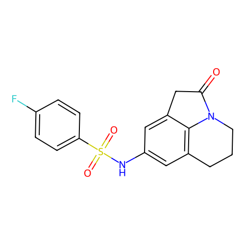 4-fluoro-N-(2-oxo-2,4,5,6-tetrahydro-1H-pyrrolo[3,2,1-ij]quinolin-8-yl)benzenesulfonamide structure