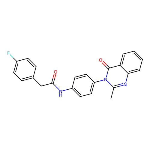 2-(4-fluorophenyl)-N-[4-(2-methyl-4-oxoquinazolin-3-yl)phenyl]acetamide structure