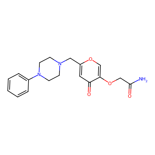 2-[4-Oxo-6-[(4-phenylpiperazin-1-yl)methyl]pyran-3-yl]oxyacetamide structure