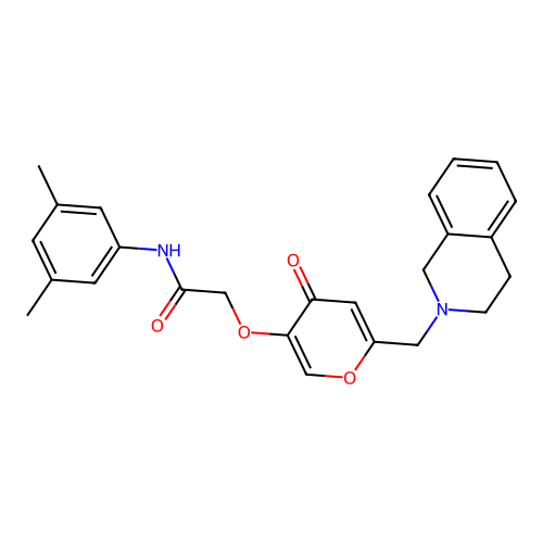 2-((6-((3,4-dihydroisoquinolin-2(1H)-yl)methyl)-4-oxo-4H-pyran-3-yl)oxy)-N-(3,5-dimethylphenyl)acetamide structure