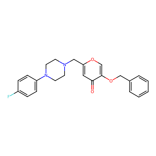 5-(benzyloxy)-2-((4-(4-fluorophenyl)piperazin-1-yl)methyl)-4H-pyran-4-one structure