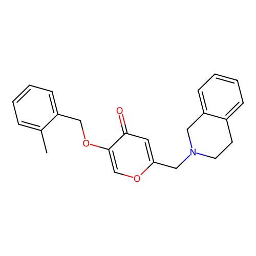 2-(3,4-dihydro-1H-isoquinolin-2-ylmethyl)-5-[(2-methylphenyl)methoxy]pyran-4-one structure