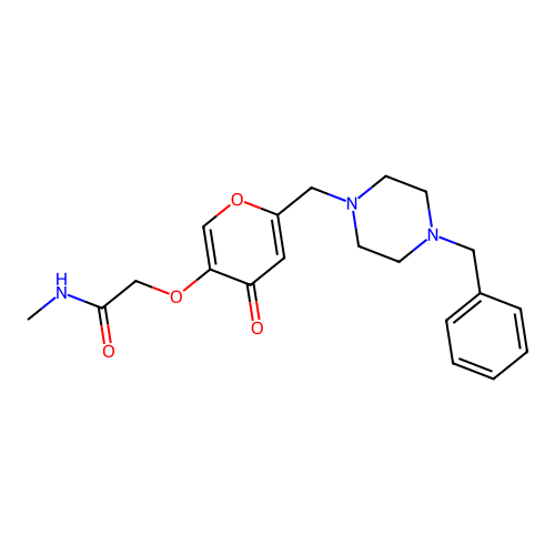 2-({6-[(4-benzylpiperazin-1-yl)methyl]-4-oxo-4H-pyran-3-yl}oxy)-N-methylacetamide structure