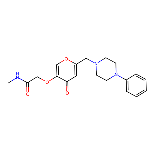 N-methyl-2-({4-oxo-6-[(4-phenylpiperazin-1-yl)methyl]-4H-pyran-3-yl}oxy)acetamide structure