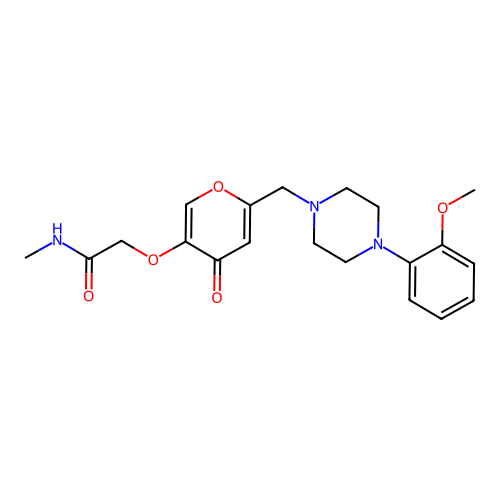 2-[(6-{[4-(2-methoxyphenyl)piperazin-1-yl]methyl}-4-oxo-4H-pyran-3-yl)oxy]-N-methylacetamide structure