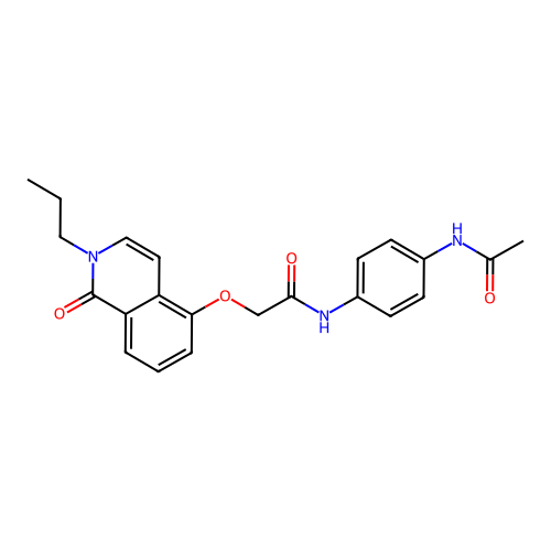 N-(4-acetamidophenyl)-2-(1-oxo-2-propylisoquinolin-5-yl)oxyacetamide structure