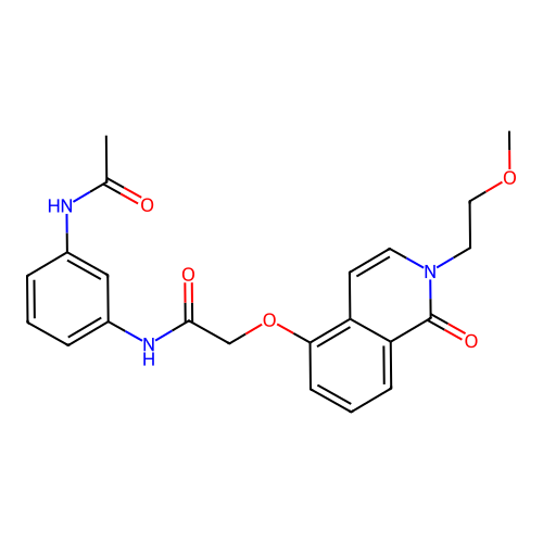 N-(3-acetamidophenyl)-2-{[2-(2-methoxyethyl)-1-oxo-1,2-dihydroisoquinolin-5-yl]oxy}acetamide structure
