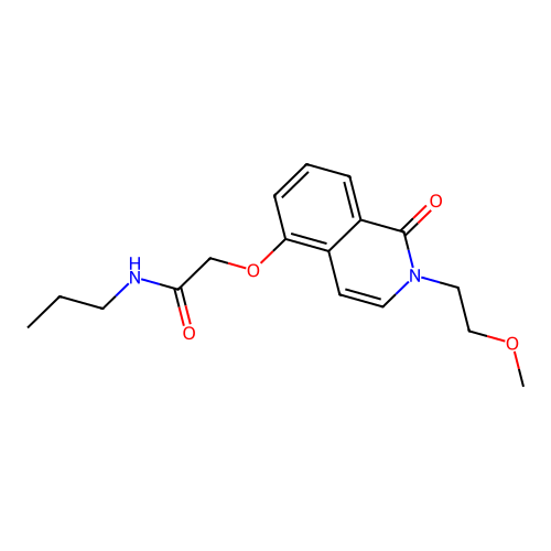 2-((2-(2-methoxyethyl)-1-oxo-1,2-dihydroisoquinolin-5-yl)oxy)-N-propylacetamide structure