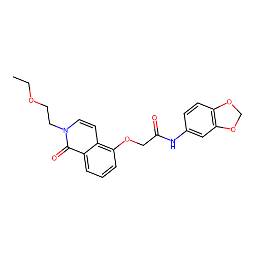 N-(1,3-benzodioxol-5-yl)-2-[2-(2-ethoxyethyl)-1-oxoisoquinolin-5-yl]oxyacetamide structure