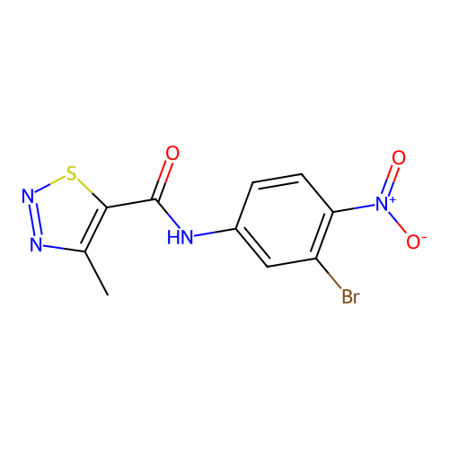 N-(3-bromo-4-nitrophenyl)-4-methyl-1,2,3-thiadiazole-5-carboxamide structure