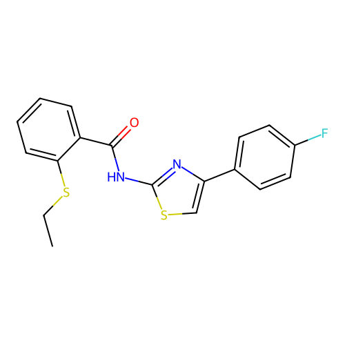 2-(ethylthio)-N-(4-(4-fluorophenyl)thiazol-2-yl)benzamide structure