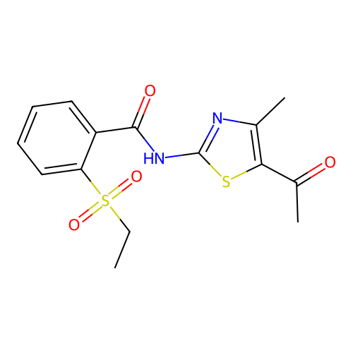 N-(5-acetyl-4-methylthiazol-2-yl)-2-(ethylsulfonyl)benzamide structure