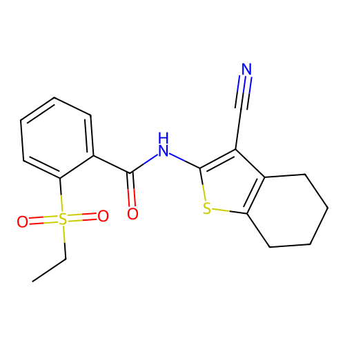 N-(3-cyano-4,5,6,7-tetrahydro-1-benzothiophen-2-yl)-2-ethylsulfonylbenzamide structure