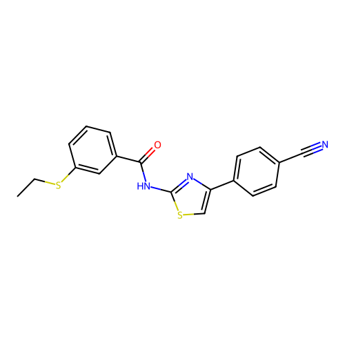 N-(4-(4-cyanophenyl)thiazol-2-yl)-3-(ethylthio)benzamide structure