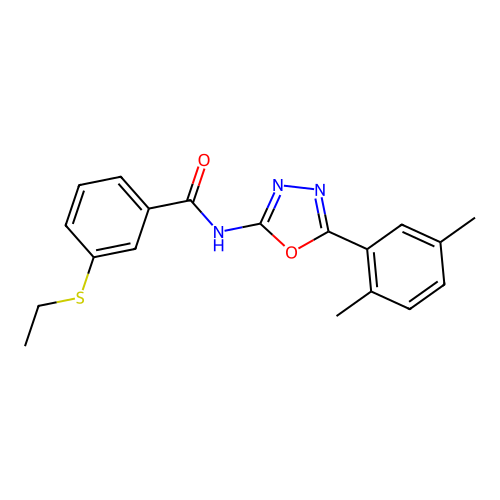 N-[5-(2,5-dimethylphenyl)-1,3,4-oxadiazol-2-yl]-3-ethylsulfanylbenzamide structure