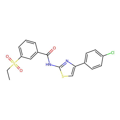 N-(4-(4-chlorophenyl)thiazol-2-yl)-3-(ethylsulfonyl)benzamide structure