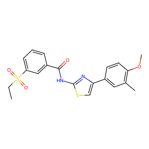 3-(ethylsulfonyl)-N-(4-(4-methoxy-3-methylphenyl)thiazol-2-yl)benzamide structure