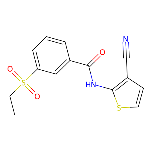 N-(3-cyanothiophen-2-yl)-3-(ethylsulfonyl)benzamide structure